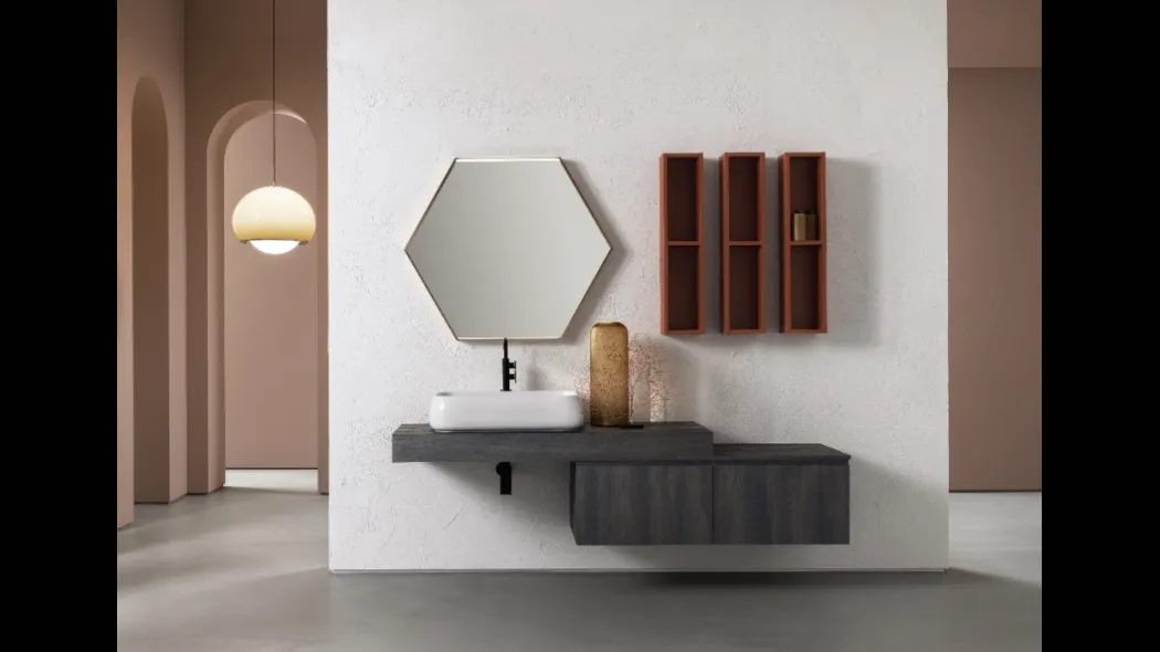 Mobile da Bagno sospeso in nobilitato effetto legno B-GO-BG016 di Compab