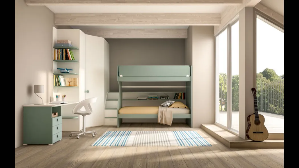 Camera con letto a castello e scrivania Room 164 di Zg Mobili