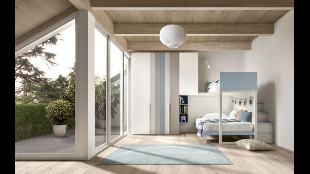 Camera con soppalco Room 163 con armadio dalle ante personalizzabili di Zg Mobili