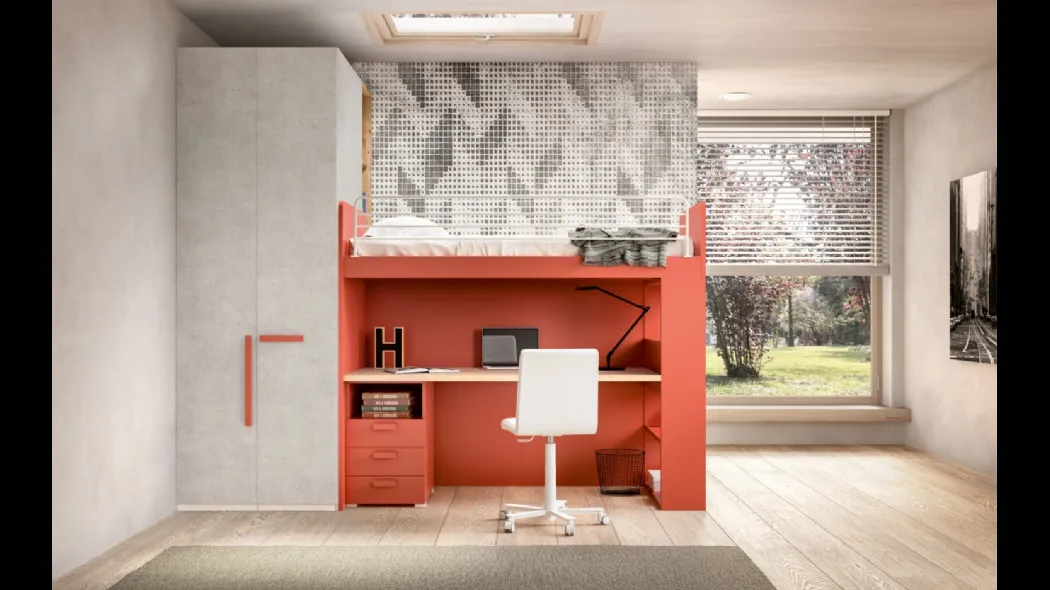 Camera con soppalco e scrivania Room 173 di Zg Mobili