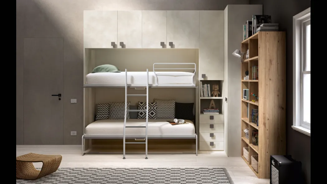 Camera salvaspazio con letto a castello aperto Room 152 di Zg Mobili