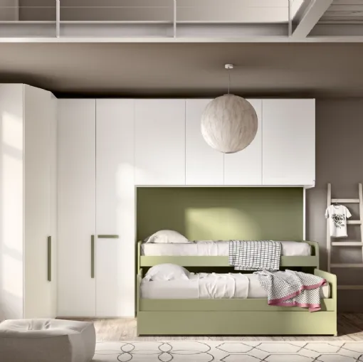 Camera con ponte angolare e doppio letto estraibile Room 147 di Zg Mobili