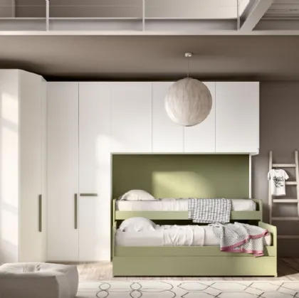 Camera con ponte angolare e doppio letto estraibile Room 147 di Zg Mobili