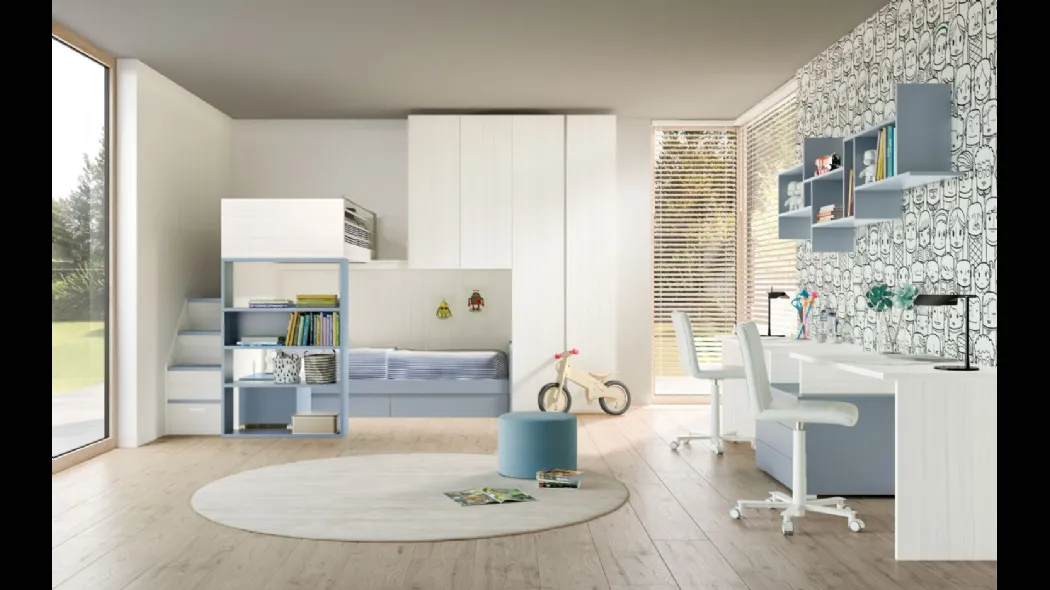 Camera per bambini con soppalco Room 166 di Zg Mobili