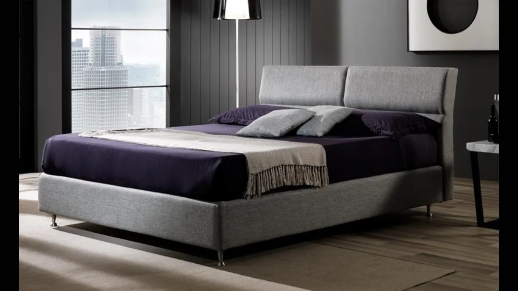 Letto in tessuto con testiera e contenitore Madame di Hoppla