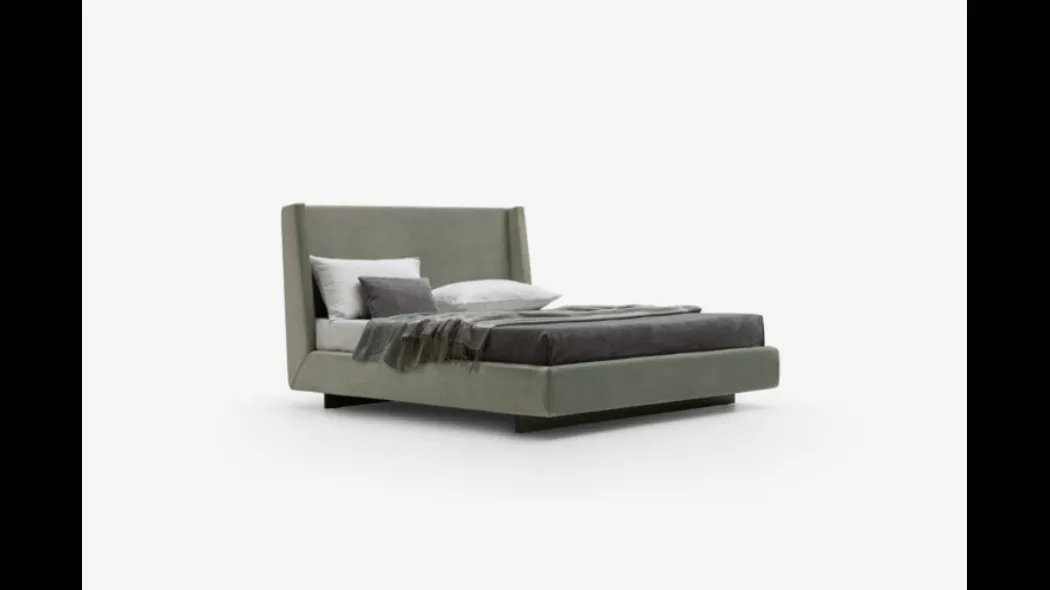 Letto interamente rivestito in tessuto con testiera Libeccio Soft di SantaLucia