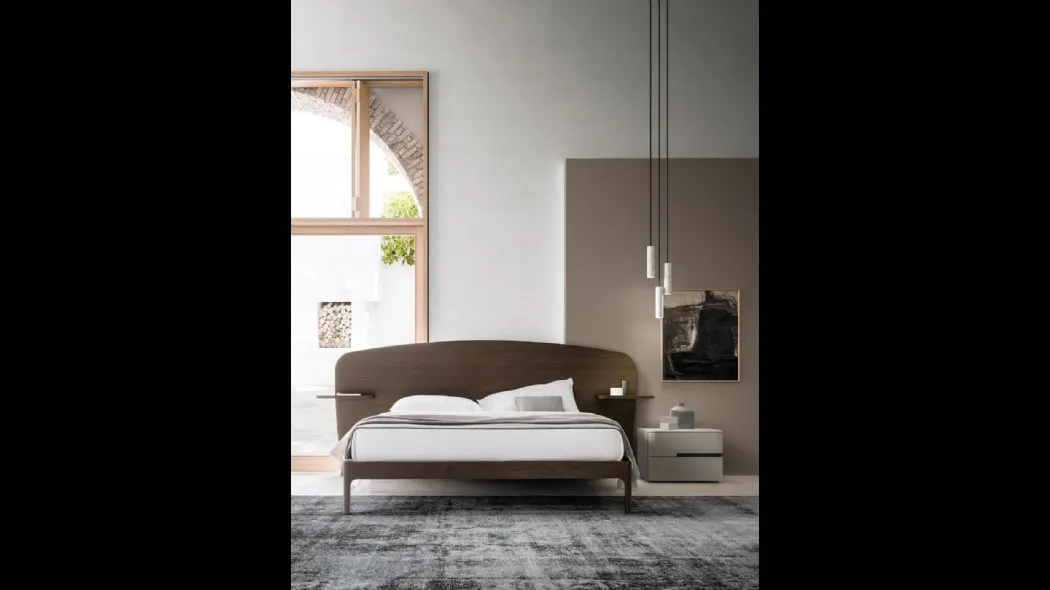 Letto con testiera finitura Matwood Dark Nashi di SantaLucia