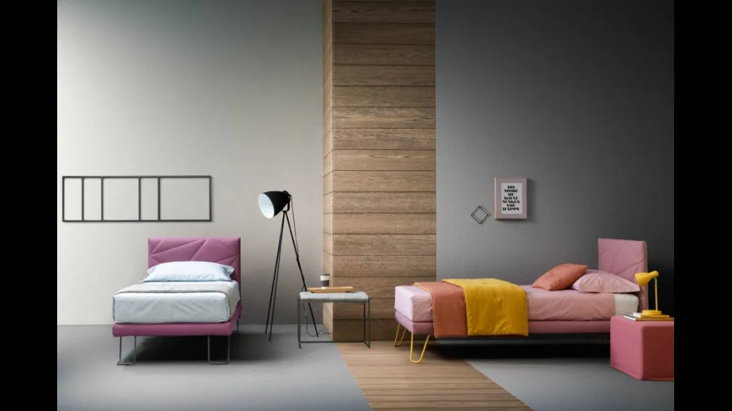 Letto singolo in tessuto con testiera trapuntata Break di Bside