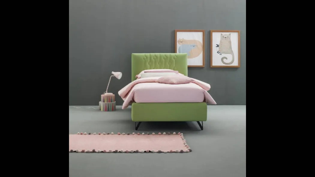 Letto singolo moderno in tessuto con testiera Loop di Bside