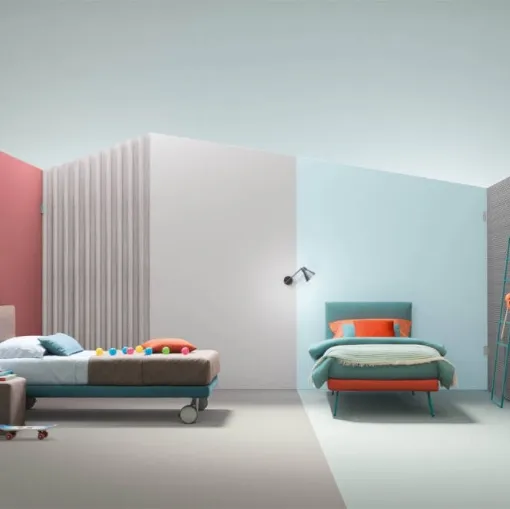 Letto singolo in tessuto con testiera Plain di Bside