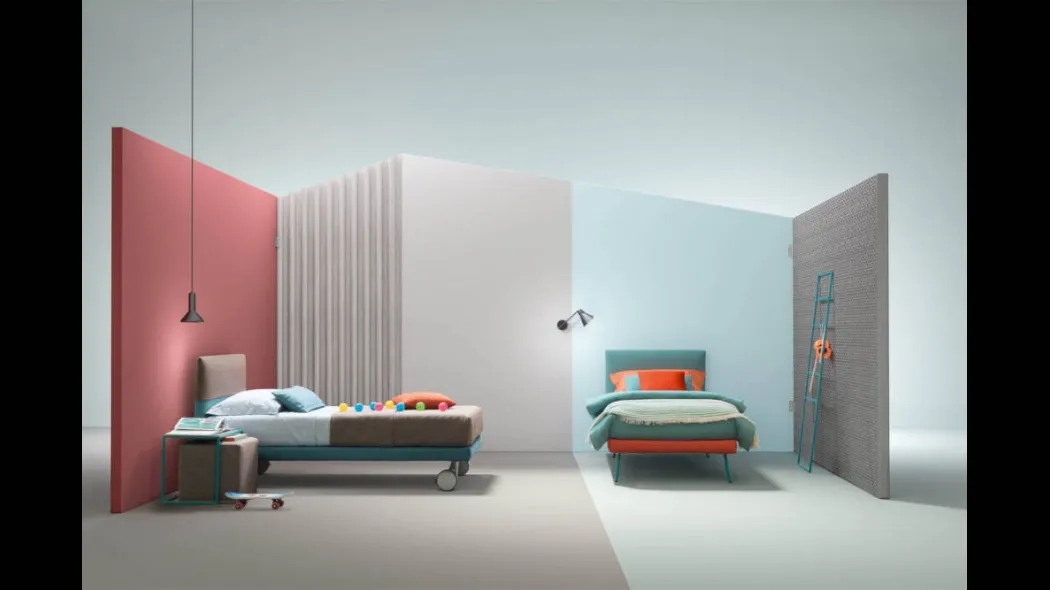 Letto singolo in tessuto con testiera Plain di Bside