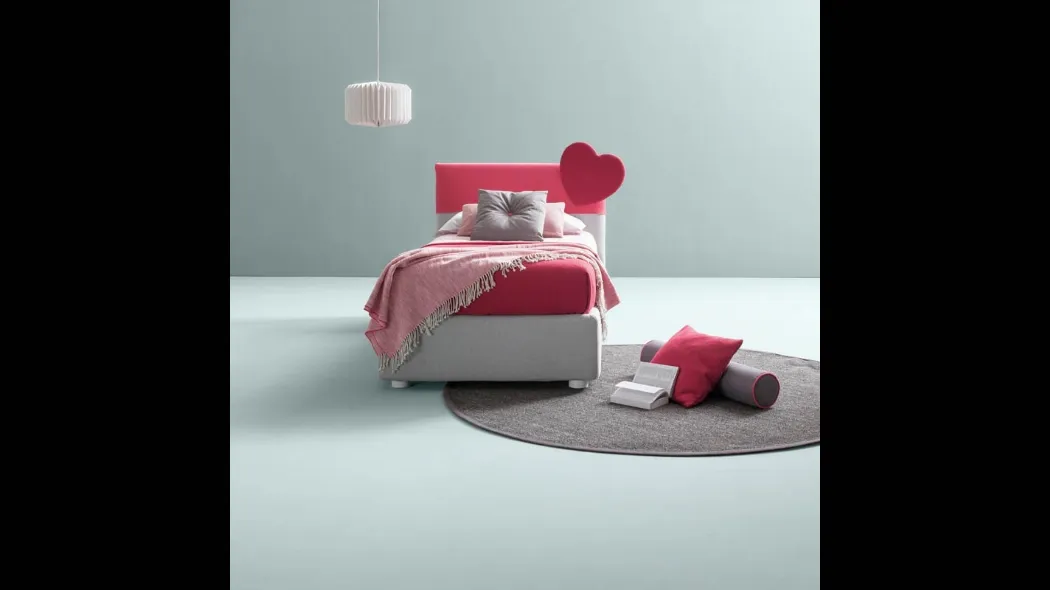 Letto singolo in tessuto con testiera con cuore Plain di Bside
