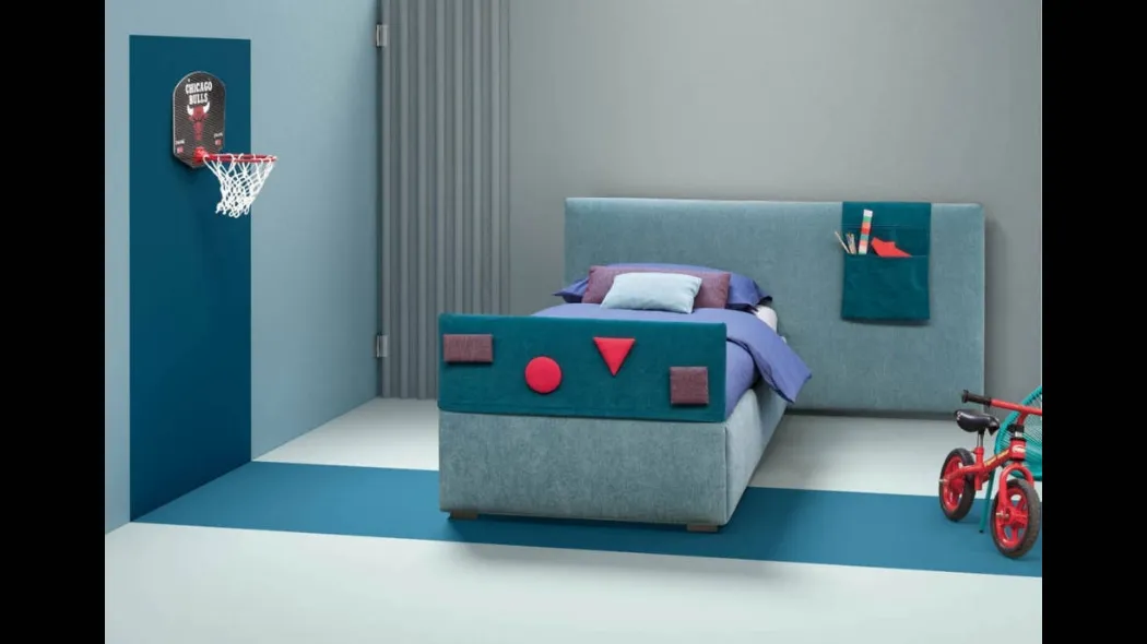 Letto singolo in tessuto con testiera e decorazioni Plain di Bside
