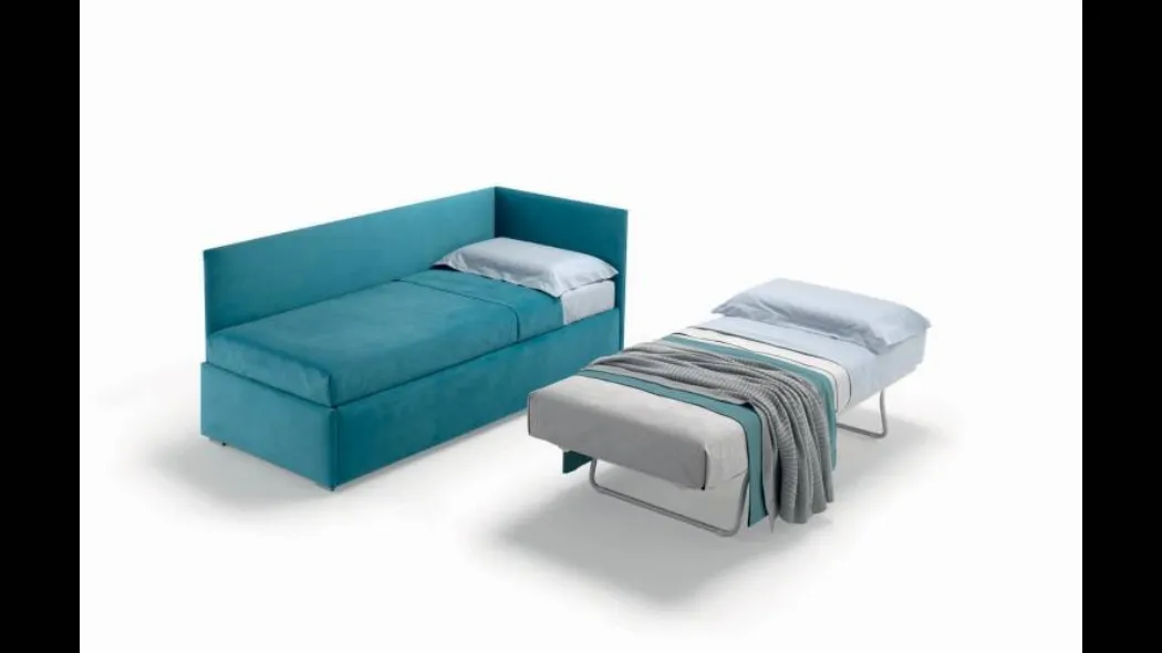 Letto singolo in tessuto imbottito con letto estraibile Twice Angolo Alto di Bside