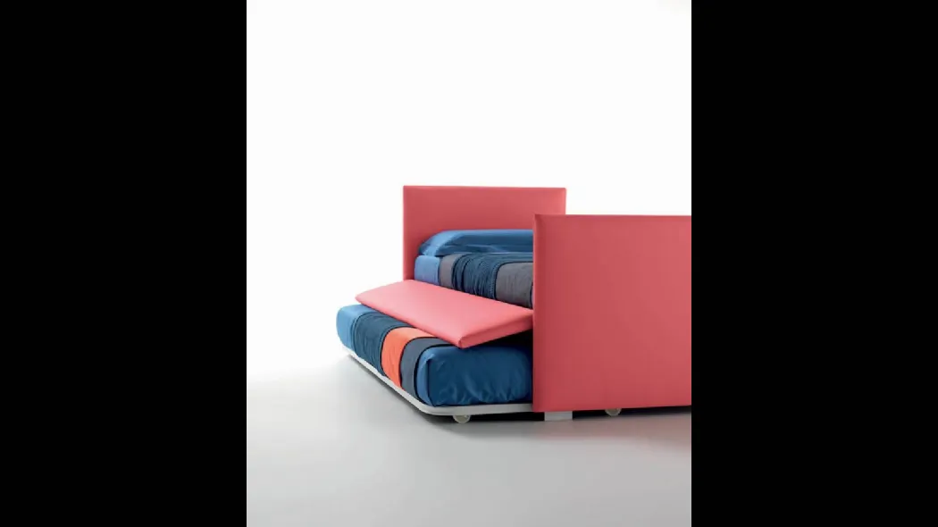 Letto singolo in tessuto con testiera e pediera con secondo letto estraibile Twice Dormeuse di Bside