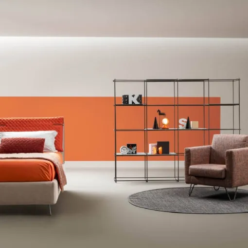 Letto singolo in tessuto con testiera Plain di Bside