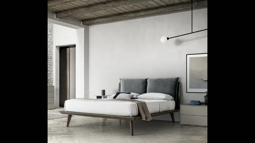 Letto impiallacciato con testiera Talak di SantaLucia