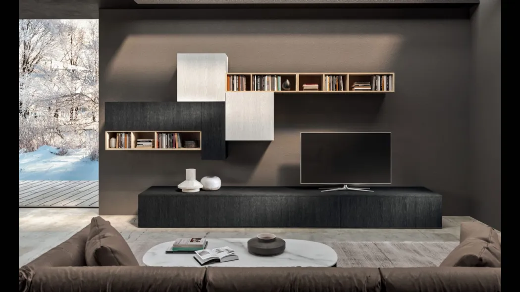 Parete Attrezzata Living T02 in melaminico di Gentili Cucine