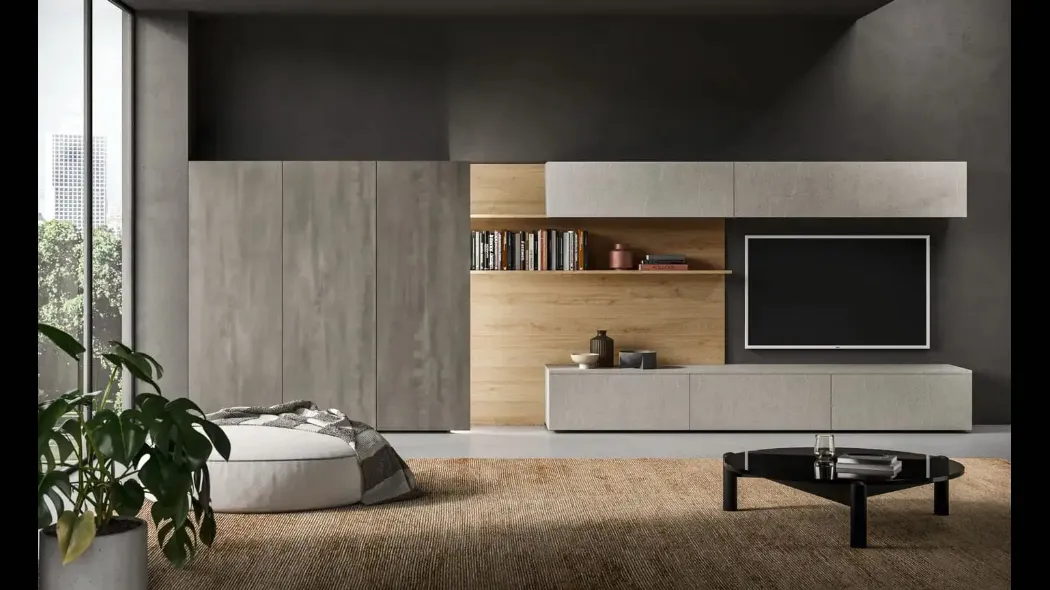 Parete Attrezzata Living T03 2023 in melaminico di Gentili Cucine