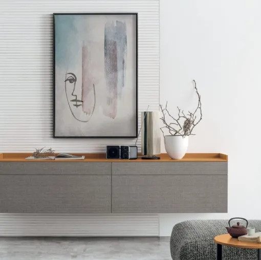 Mobile sospeso Living Zero 16 L28 in legno di Rovere massello laccato di Devina Nais