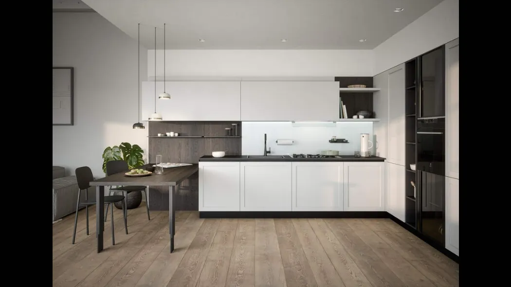 Cucina Moderna angolare con penisola Clio Composizione 02 di Prima Cucine