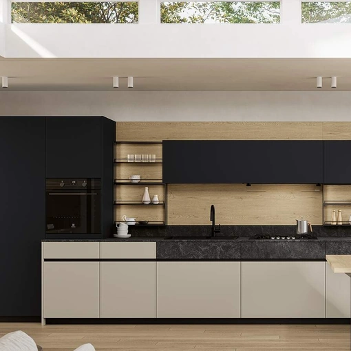 Cucina Moderna lineare Domino Composizione 03 in Pet di Prima Cucine
