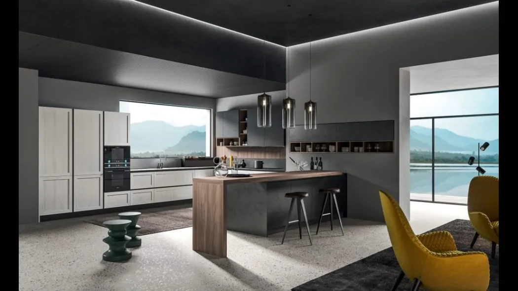 Cucina Moderna con penisola Time 12 in melaminico di Gentili Cucine