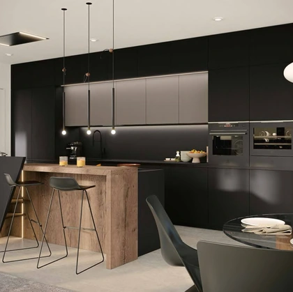Cucina Moderna in Fenix Nero con isola MK07 di Gentili Cucine