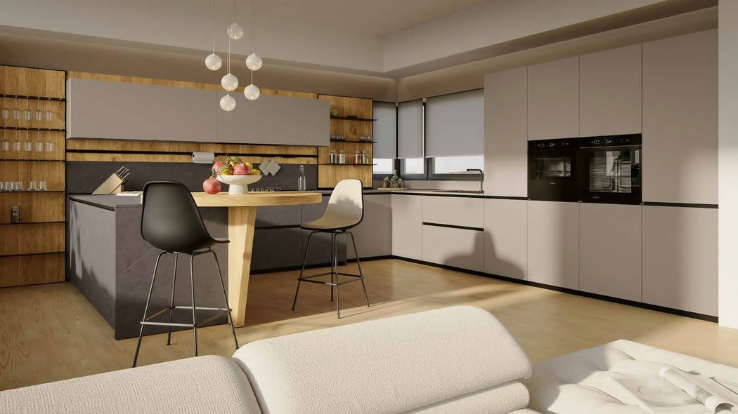 Cucina Moderna in pet e laminato con penisola MK11 di Gentili Cucine